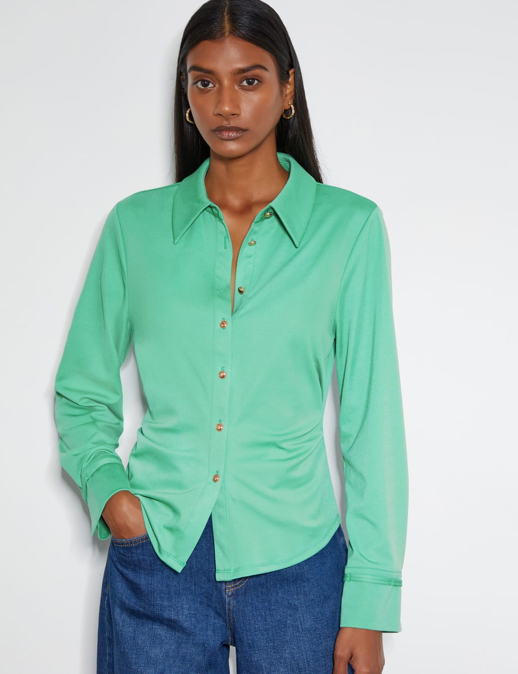 Jersey Button Through Shirt