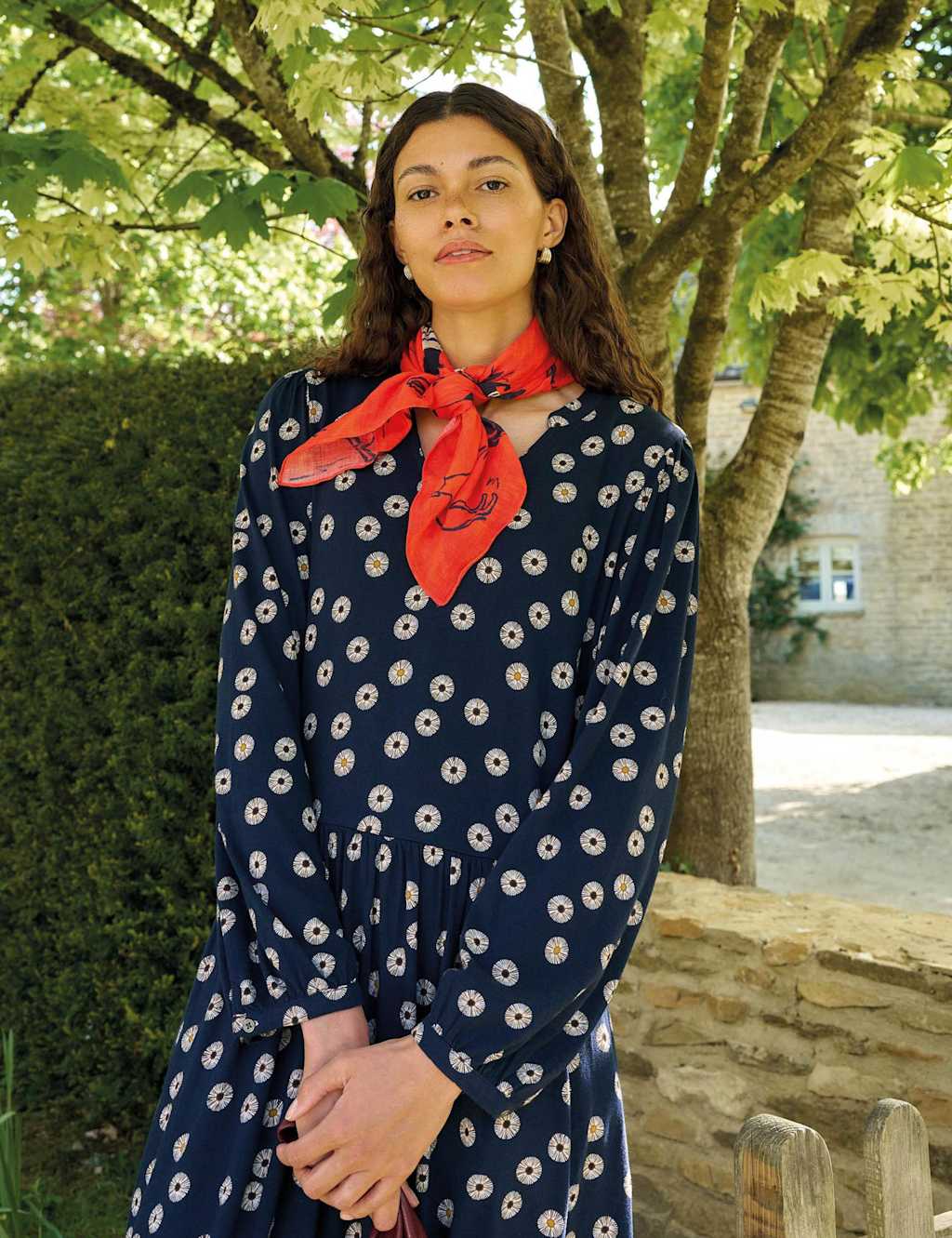 White Stuff Women's Cotton Blend Floral Notch Neck Tea Dress - 20 - Navy Mix - Available at M&S