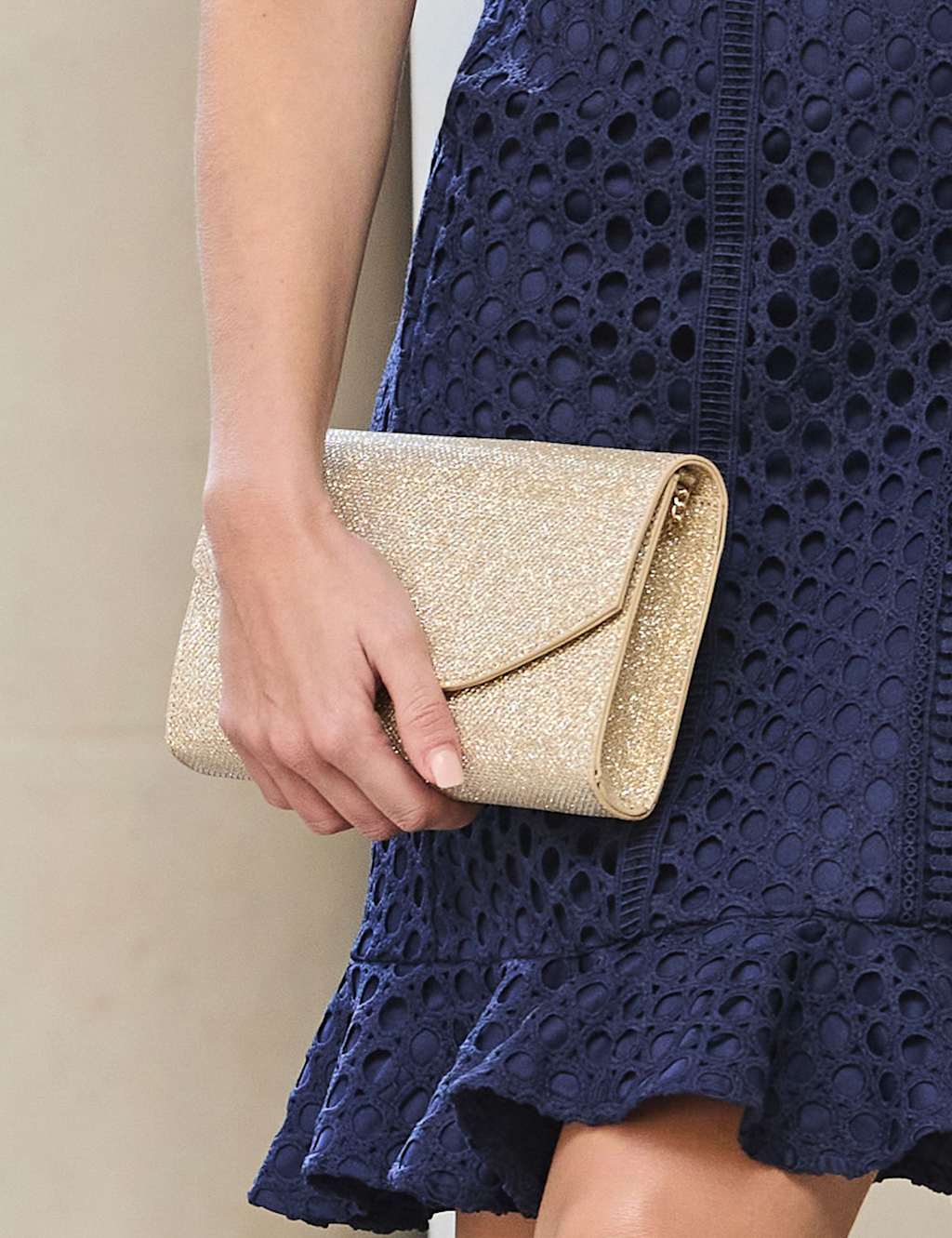 Metallic Chain Strap Clutch Bag