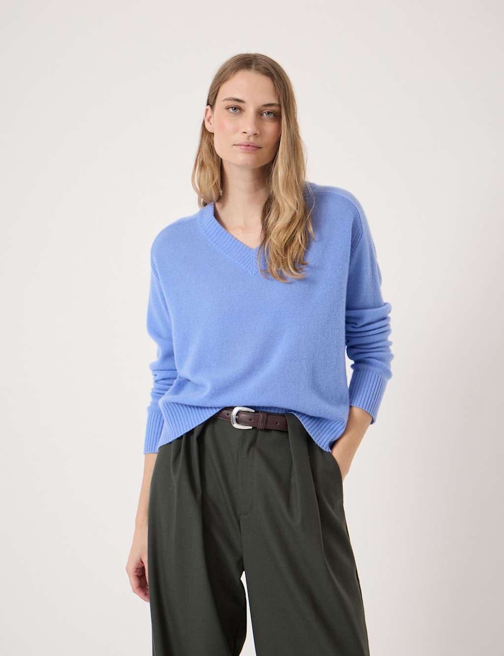 Hush Women's Cashmere Rich V-Neck Jumper - Medium-Large - Light Blue - Available at M&S