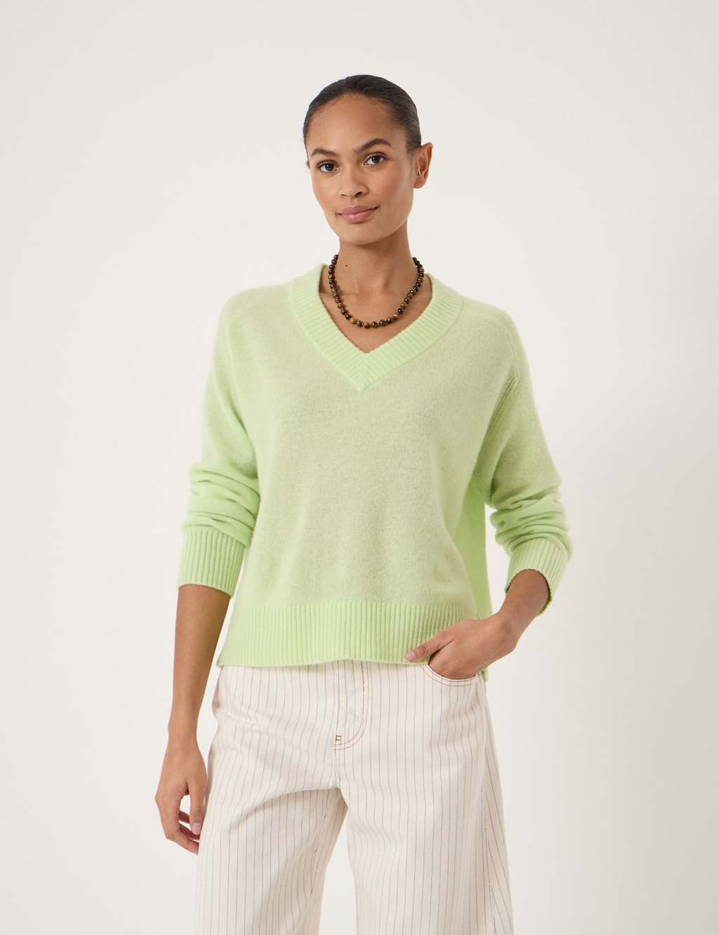 Hush Women's Cashmere Rich V-Neck Jumper - Medium-Large - Light Green - Available at M&S