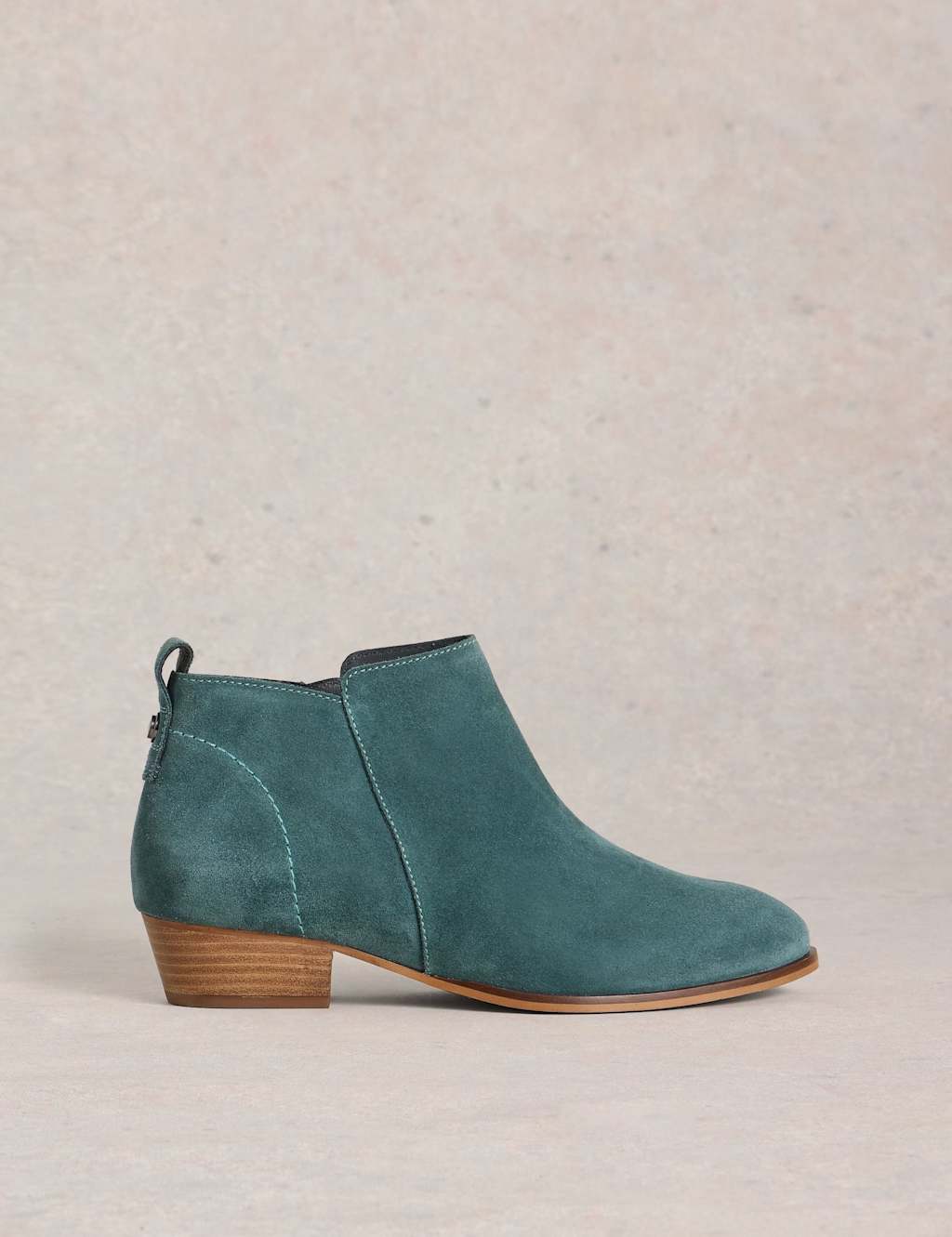 White Stuff Wide Fit Suede Block Heel Ankle Boots Teal