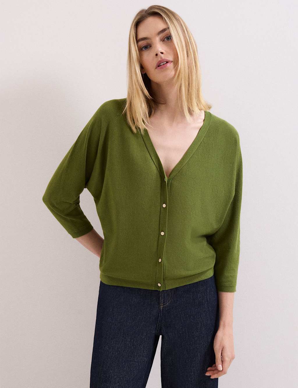 Phase Eight Women's Textured V-Neck Cardigan - Medium - Green - Available at M&S
