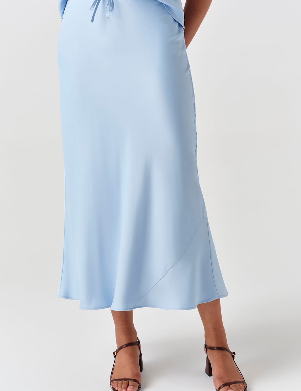 Ghost Women's Satin Midi Slip Skirt - 14 - Light Blue - Available at M&S