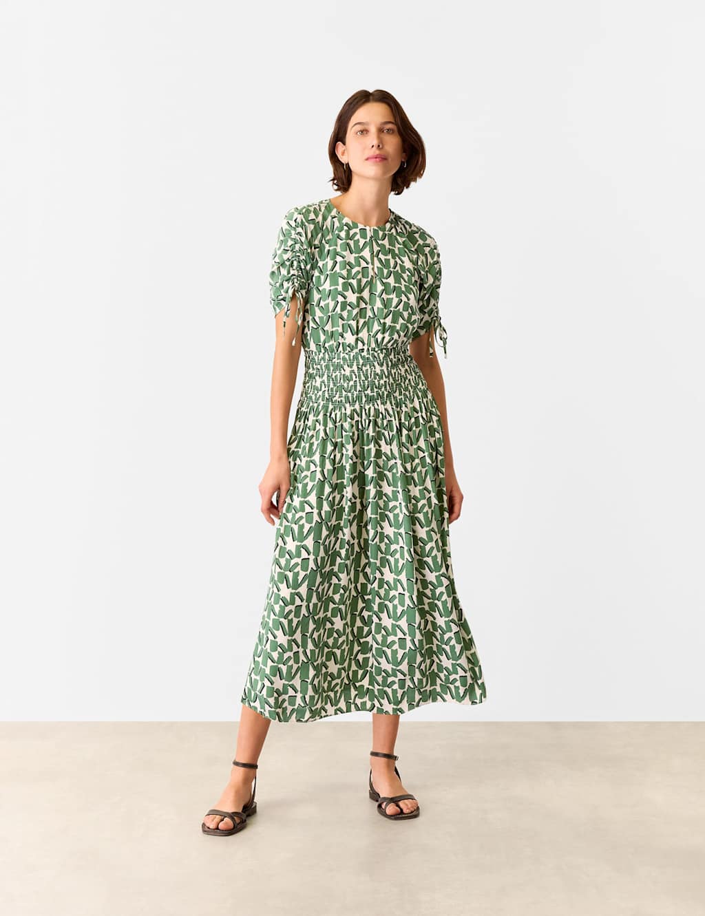 Printed Midi Waisted Dress