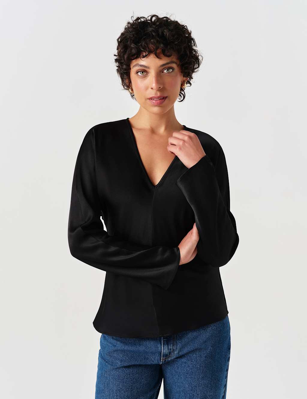 Ghost Women's Satin V-Neck Top - 12 - Black - Available at M&S