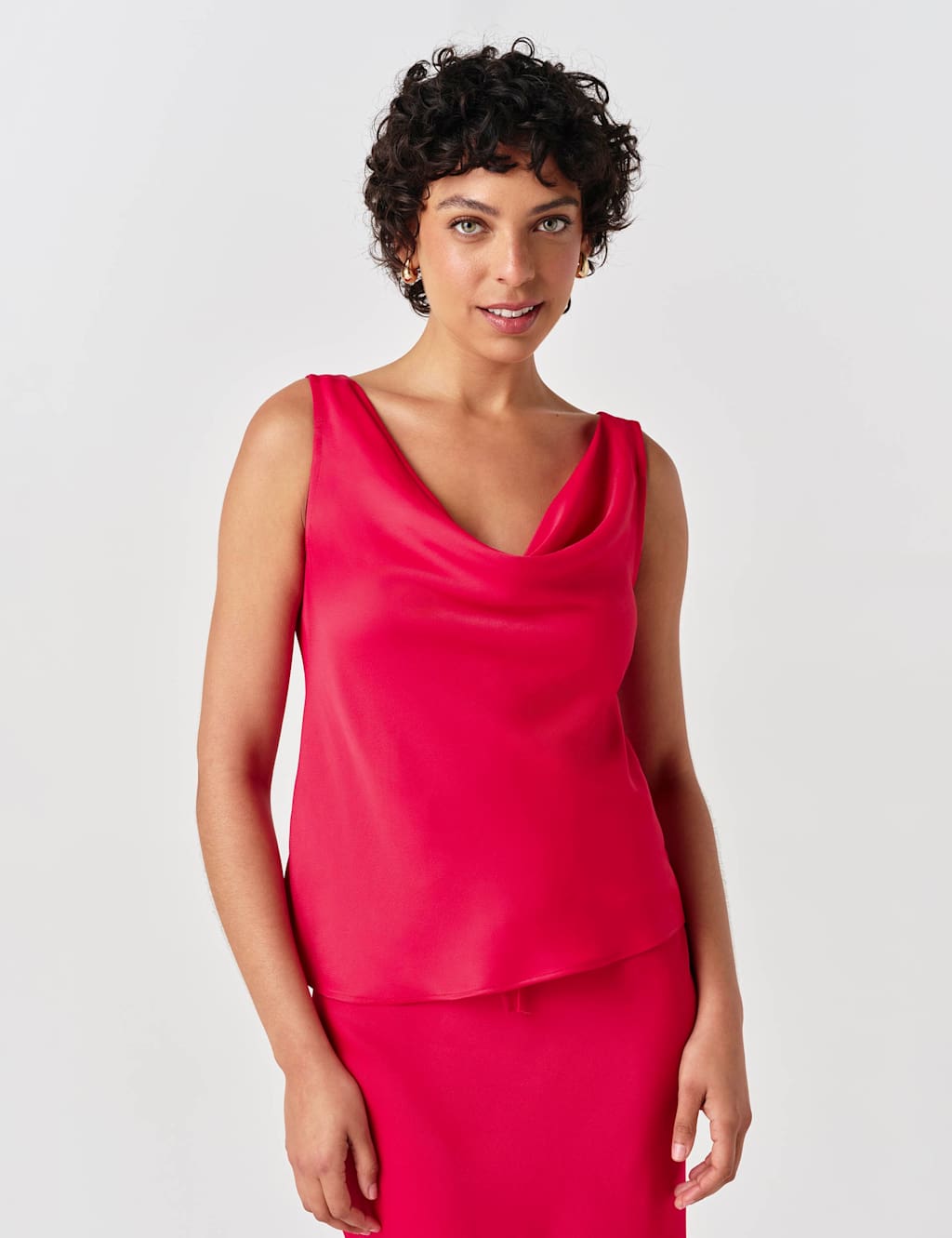 Ghost Women's Satin Cowl Neck Vest Top - 12 - Red - Available at M&S