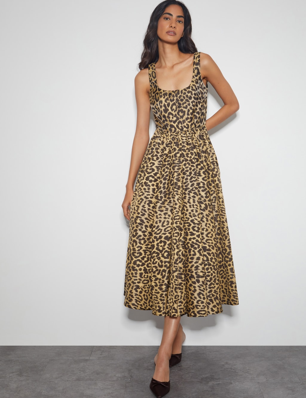 Animal Print Midi Waisted Dress