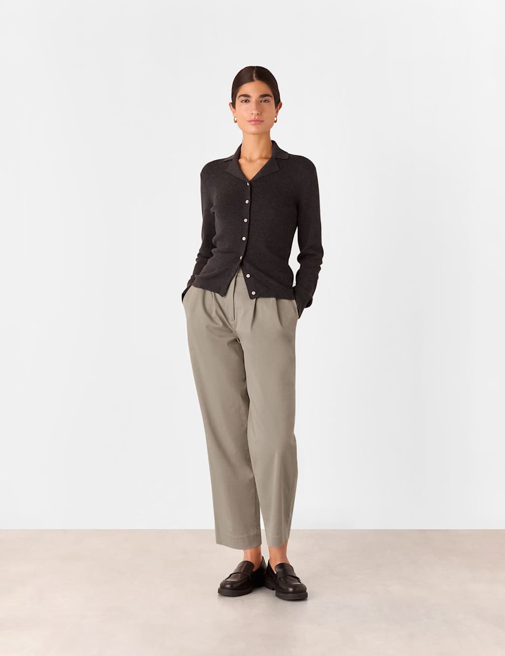 Lyocell Rich Barrel Leg Ankle Grazer Trousers