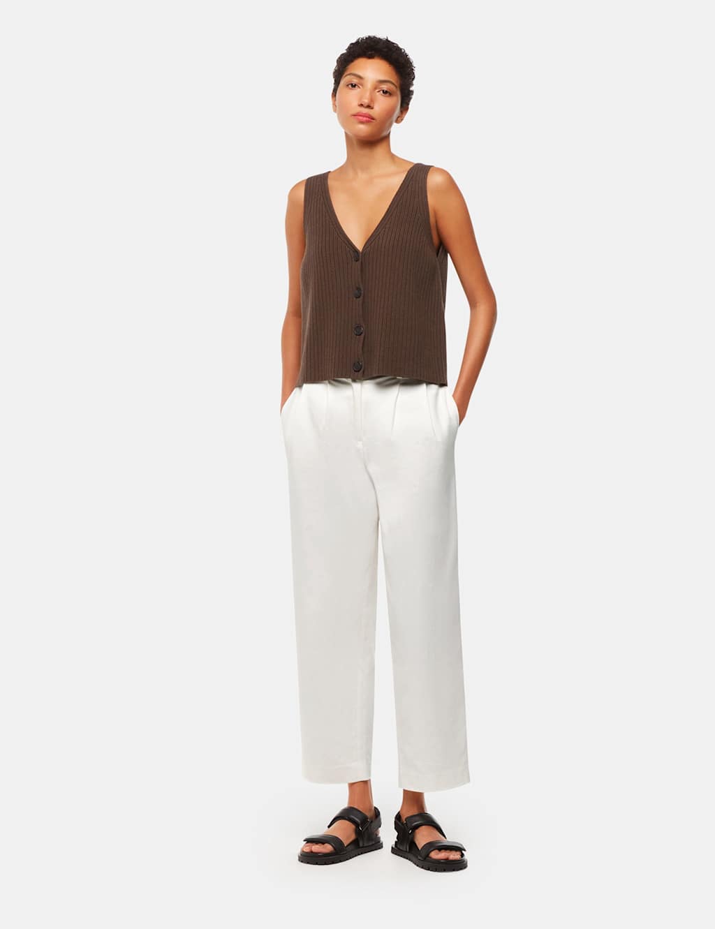 Lyocell Rich Barrel Leg Ankle Grazer Trousers