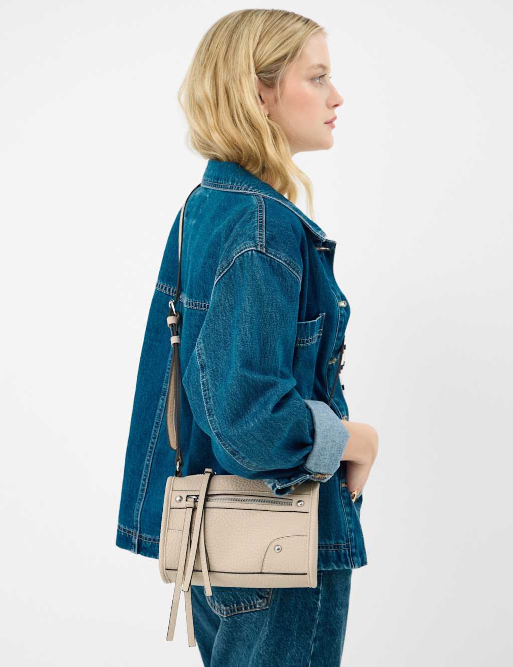 Accessorize Women's Zip Detail Cross Body Bag - Cream - Available at M&S