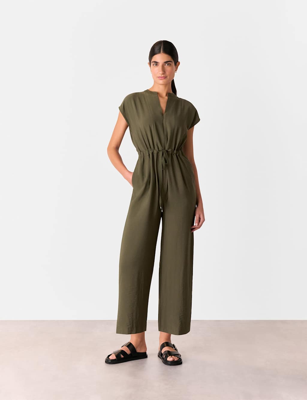 Drawstring Sleeveless Jumpsuit