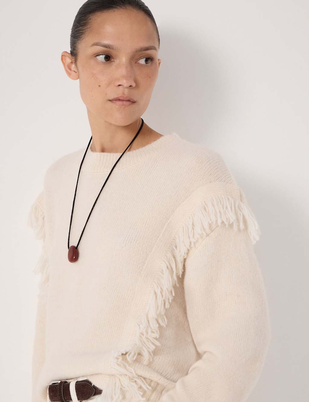 HUSH Alpaca Blend Crew Neck Jumper White