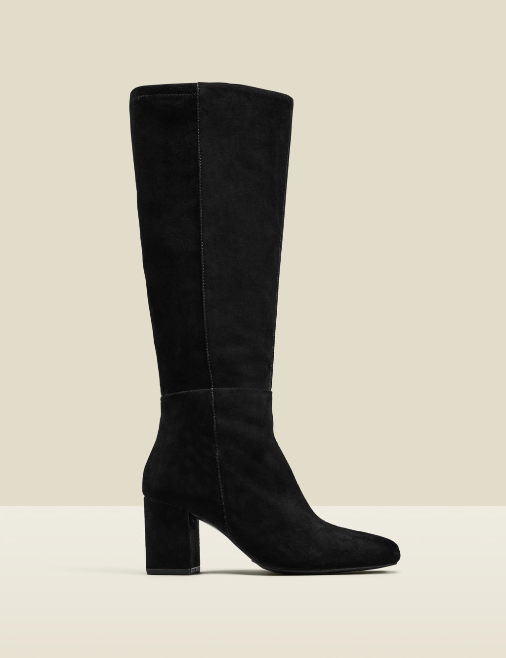 Suede Block Heel Knee High Boots