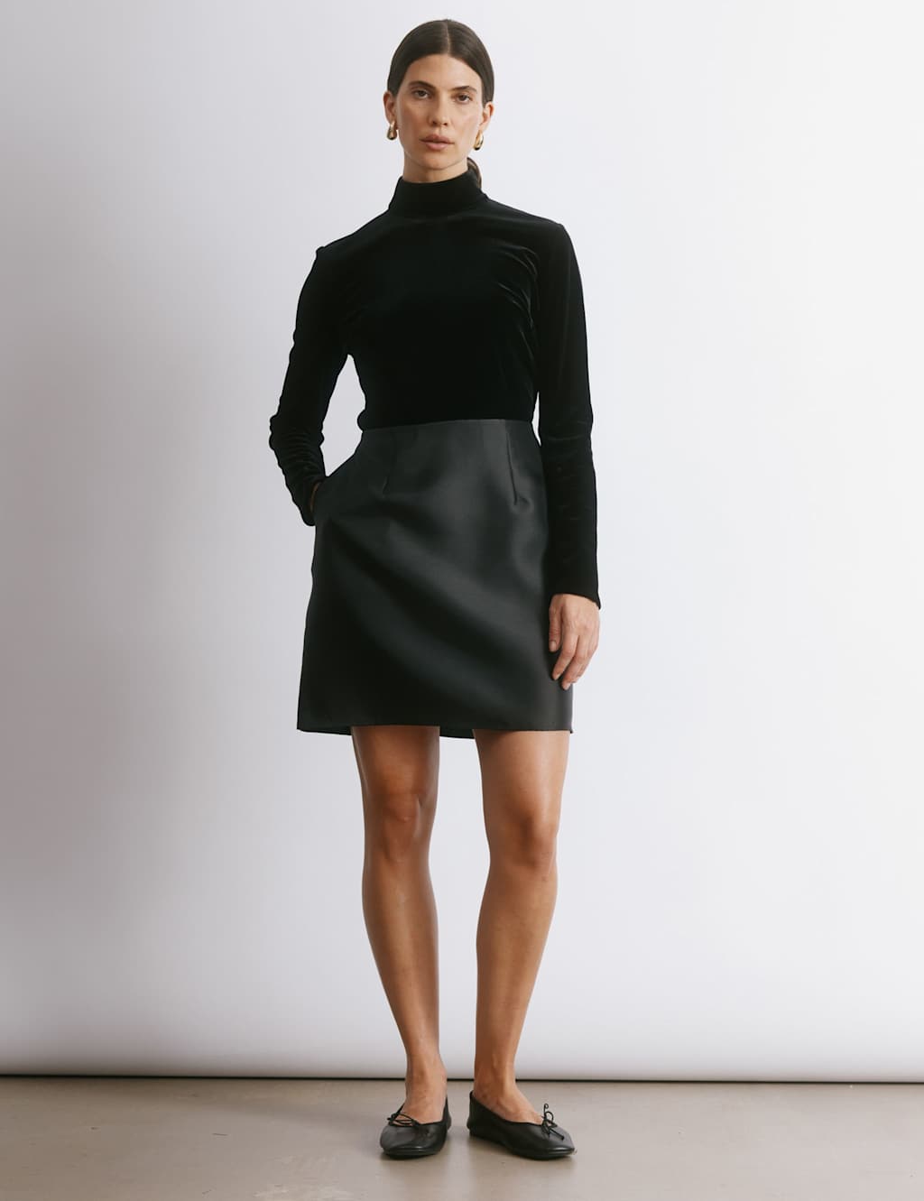 Albaray Velvet & Taffeta Mini Jumper Dress Black Mix