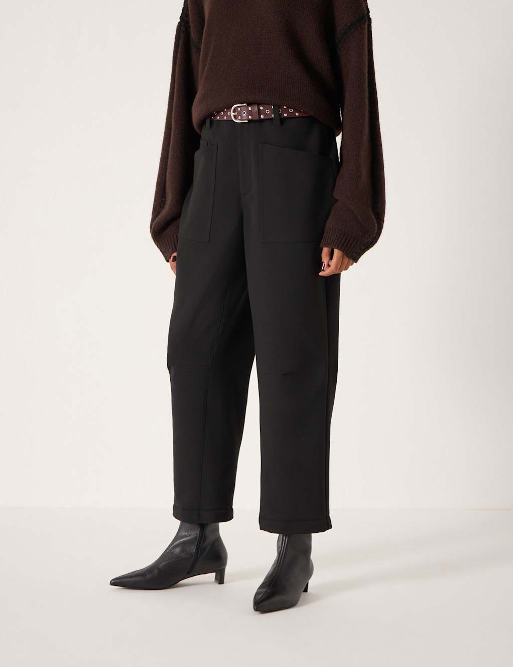 HUSH Barrel Leg Tailored Trousers Black