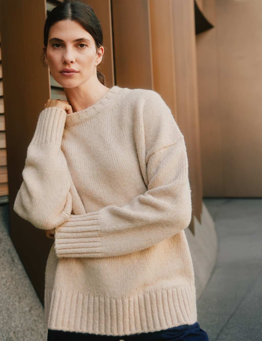 Albaray Wool Blend Crew Neck Jumper Oatmeal