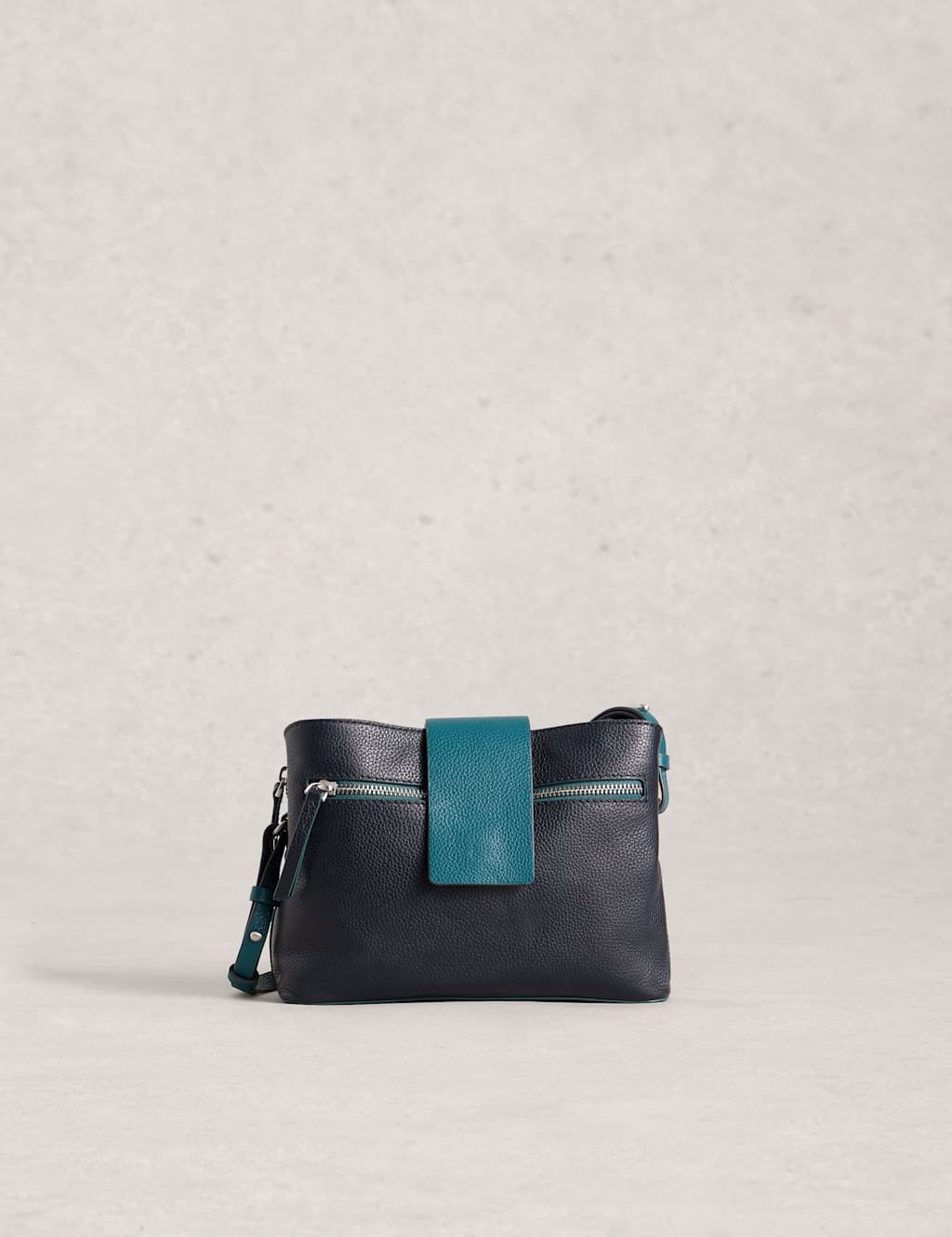 White Stuff Leather Cross Body Bag Dark Navy