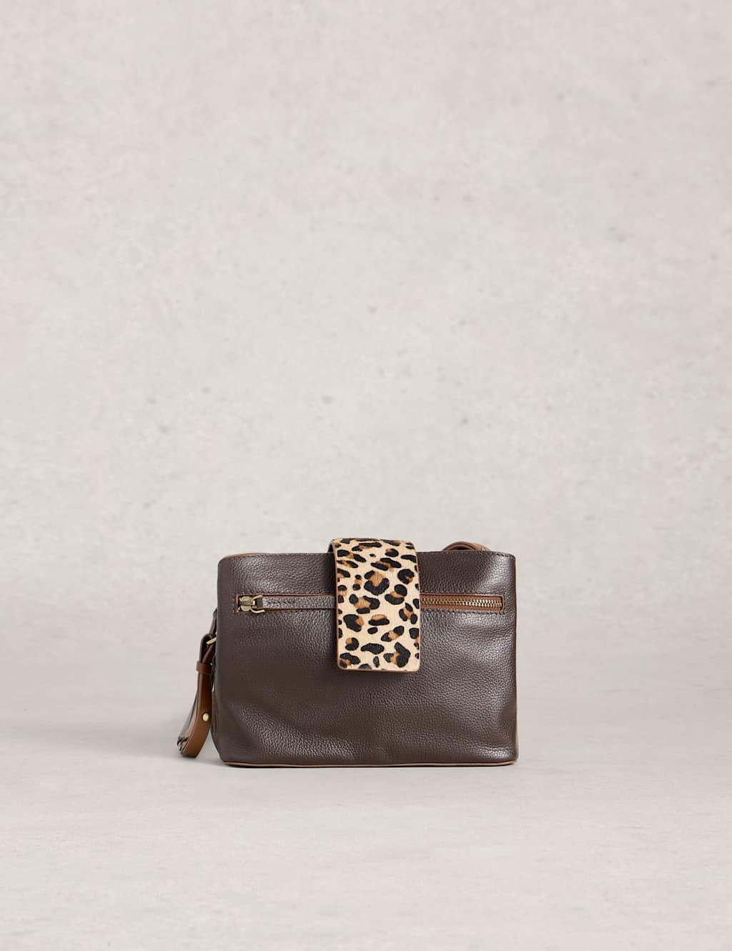 White Stuff Leather Cross Body Bag Dark Brown