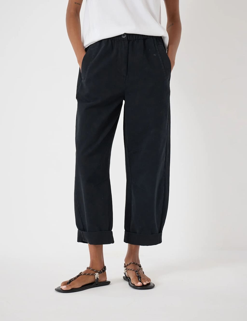 Hush Women's Jack Barrel Leg Pull On Trousers - Small - Black - Available at M&S