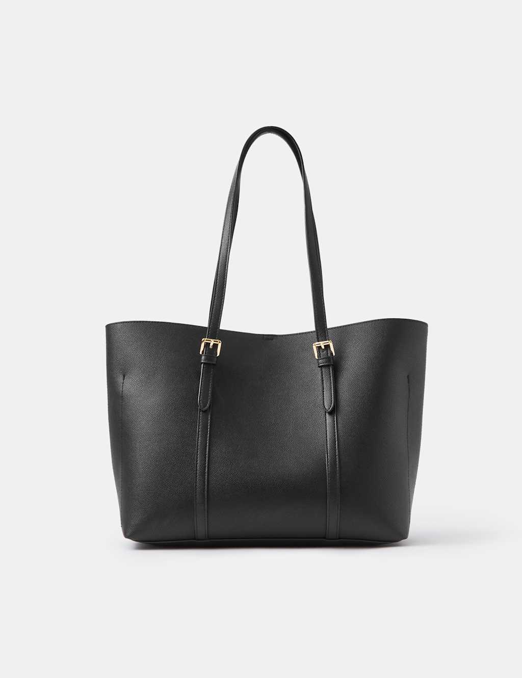 Accessorize Women's Faux Leather Top Handle Tote Bag - Black - Available at M&S