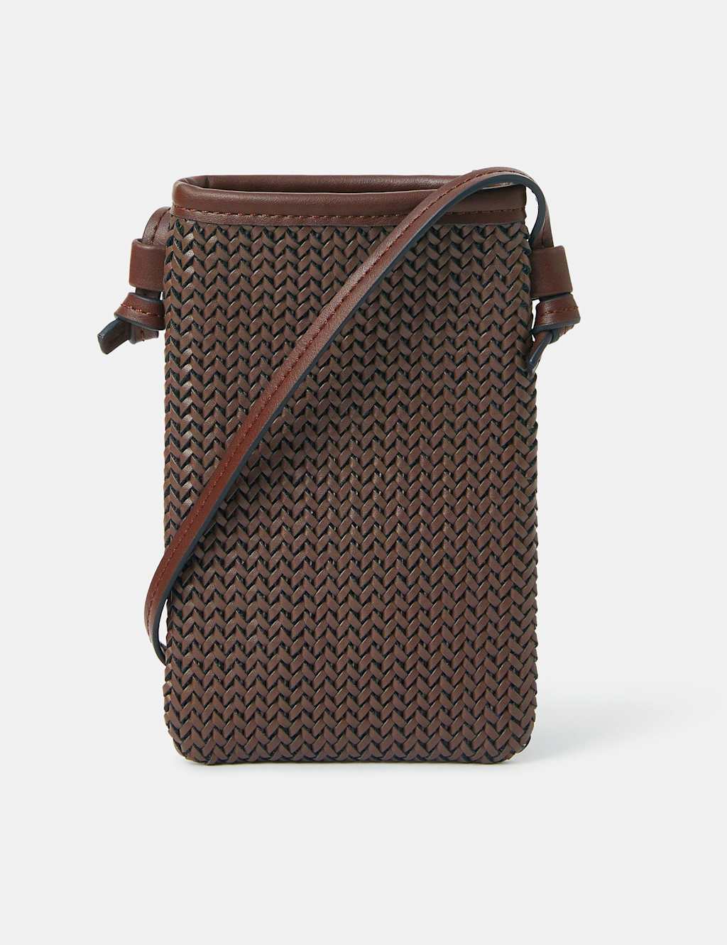 ACCESSORIZE Woven Cross Body Phone Bag Chocolate