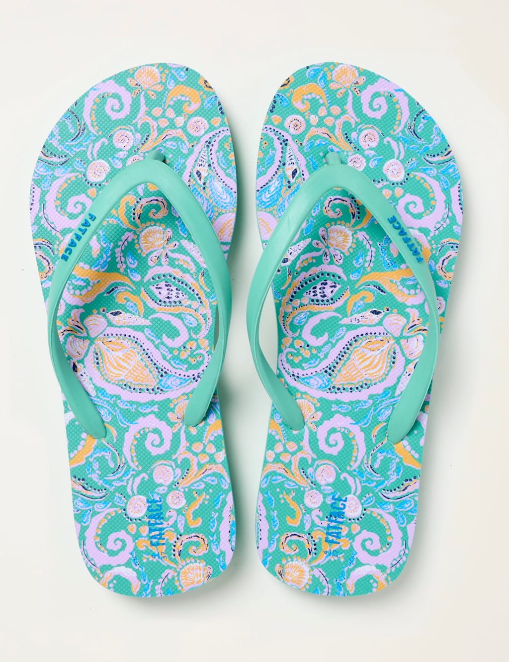 Fatface Women's Printed Flat Flip Flops - 8 - Blue Mix - Available at M&S