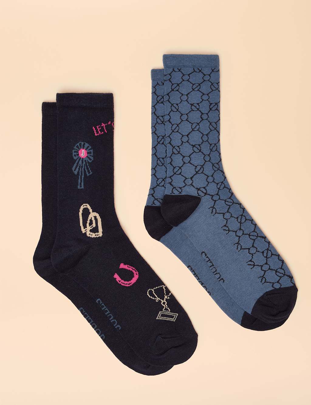 Joules 2 Pack Cotton Rich Woodland Polka Dot Socks Navy Mix