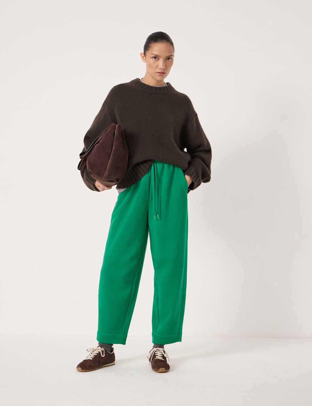 Hush Women's Cotton Rich Barrel Leg Joggers - Large-Extra Large - Green - Available at M&S
