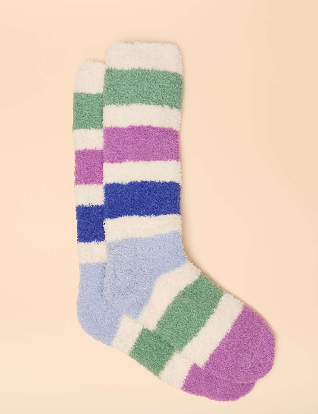 Joules Striped Fluffy Socks Blue Mix