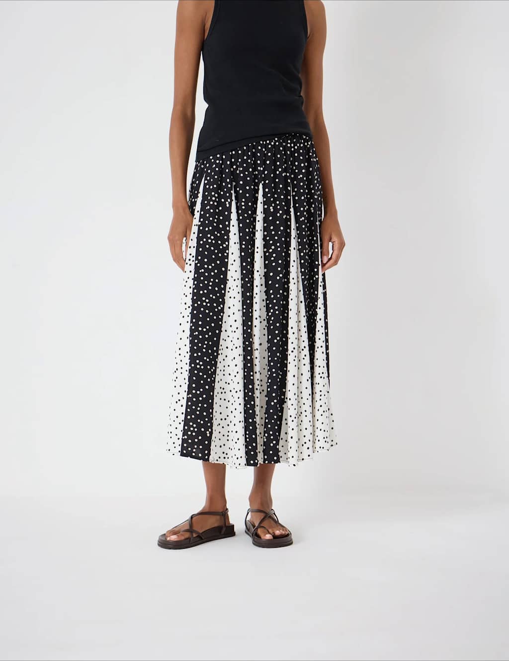 Hush Women's Polka Dot Pleated Midaxi Skirt - Large - Black Mix - Available at M&S