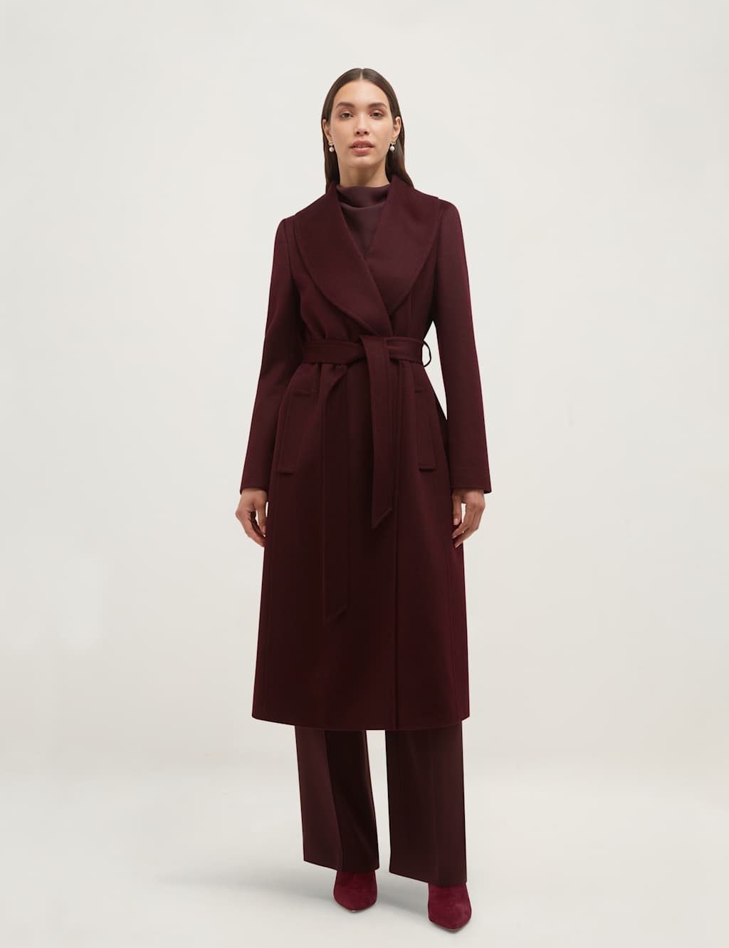 Hobbs Women's Pure Wool Wrap Coat - 14 - Purple - Available at M&S