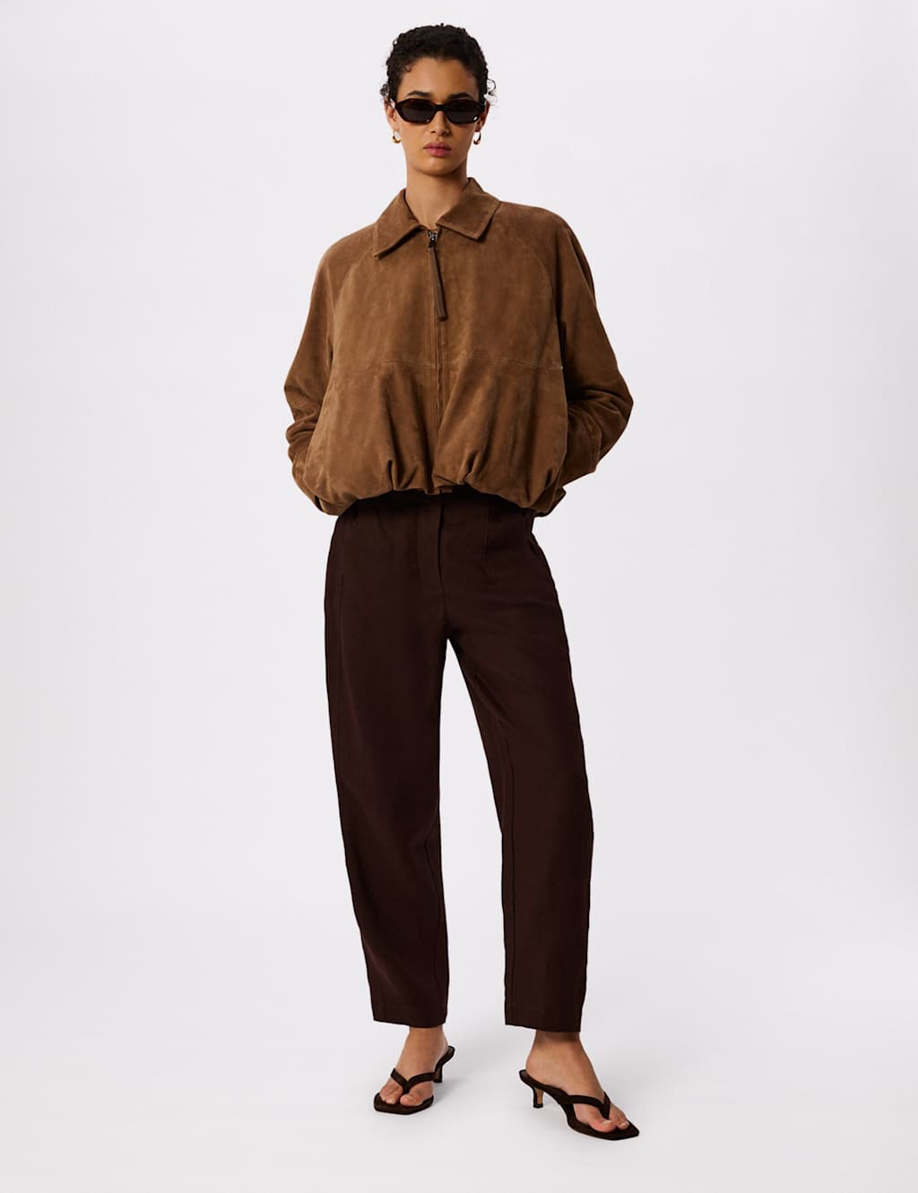 Whistles Women's Pure Linen Barrel Leg Ankle Grazer Trousers - 8 - Brown - Available at M&S