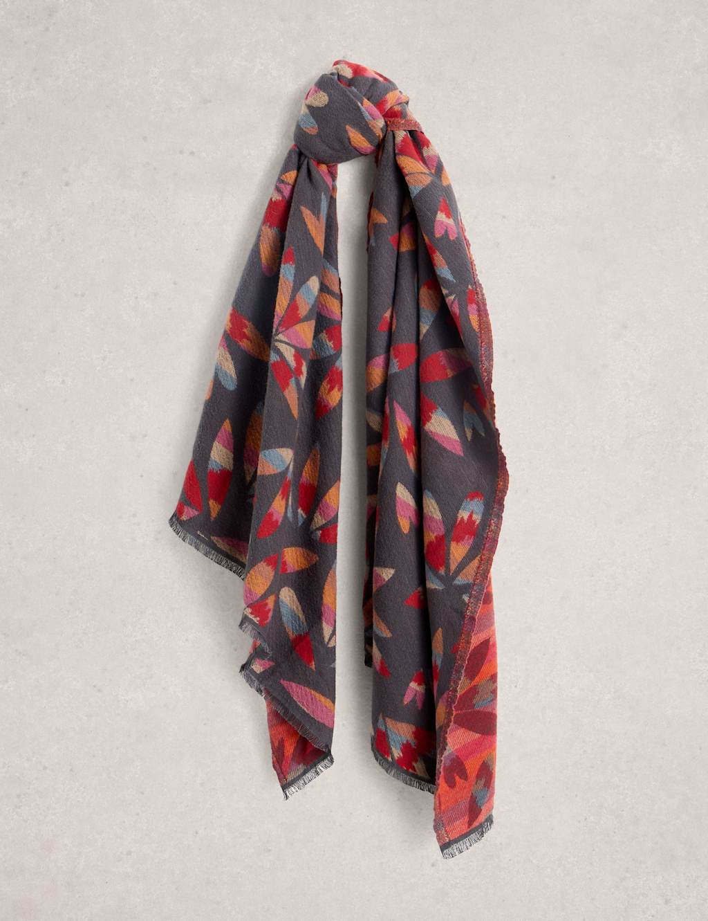 White Stuff Cotton Rich Petal Print Scarf Grey Mix