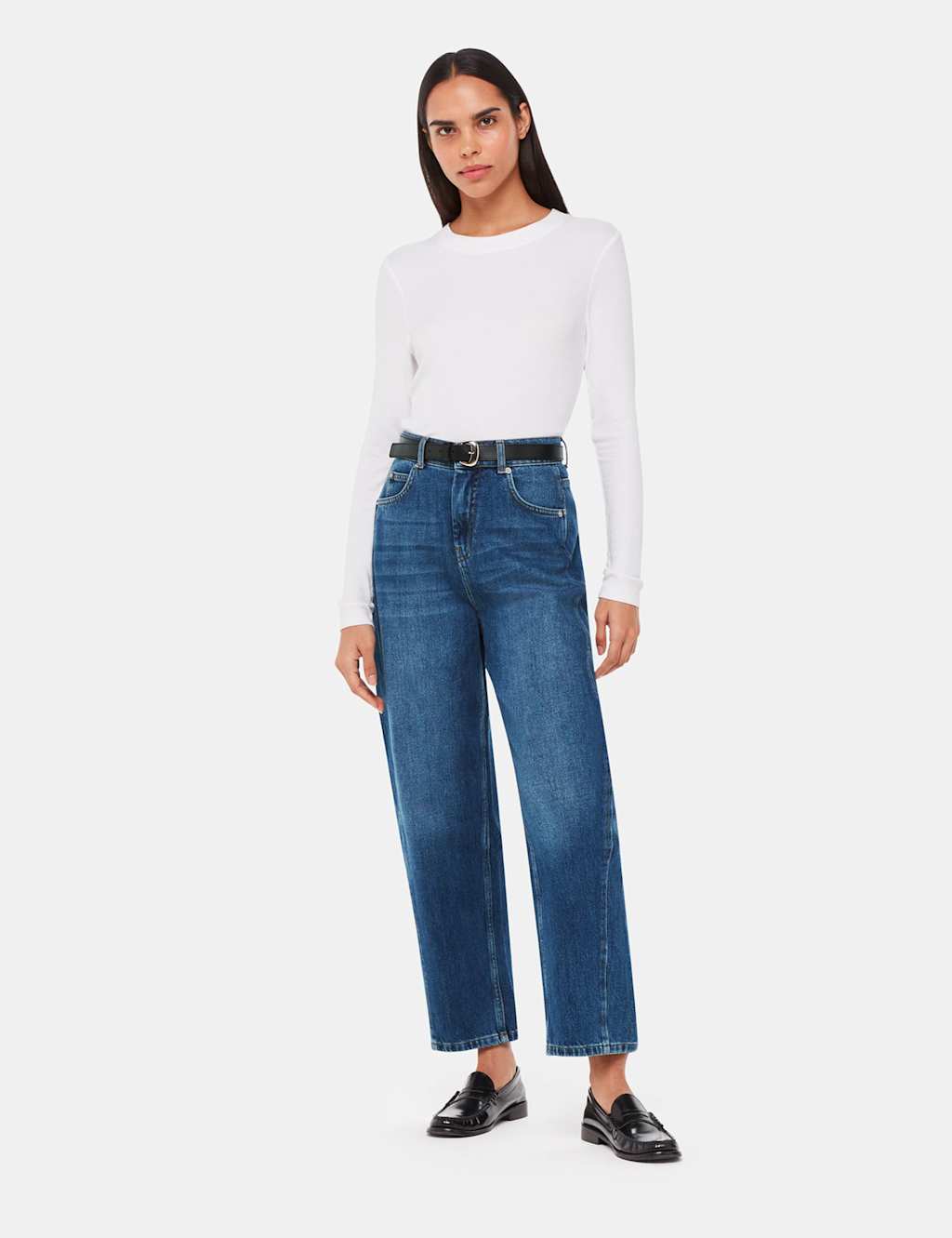 High Waisted Barrel Ankle Grazer Jeans