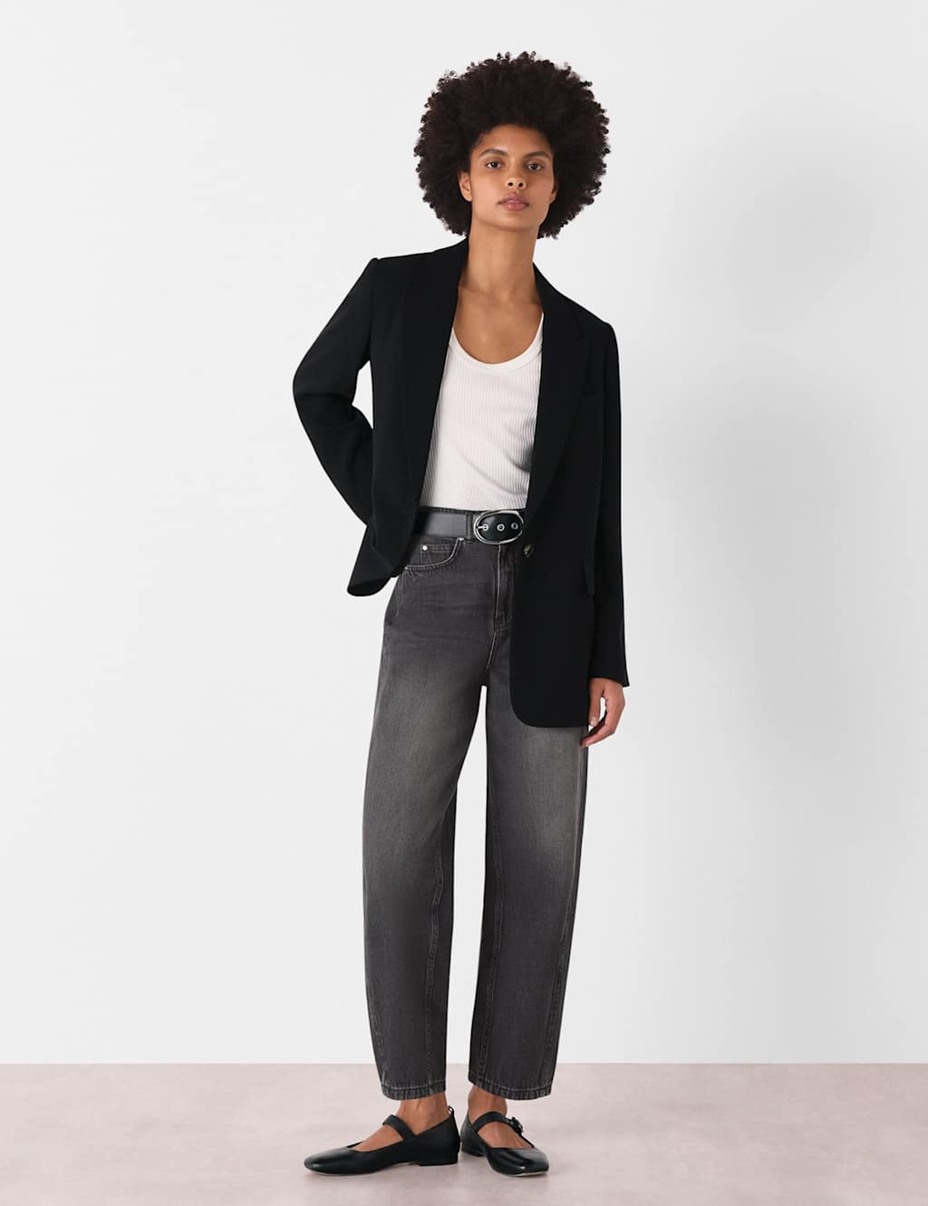 Whistles Women's High Waisted Barrel Ankle Grazer Jeans - 32 - Grey - Available at M&S