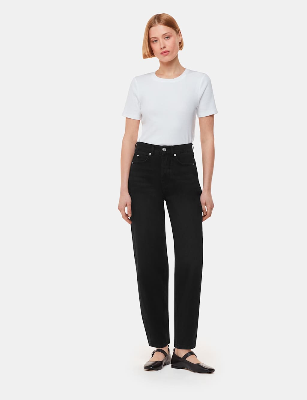 High Waisted Barrel Ankle Grazer Jeans