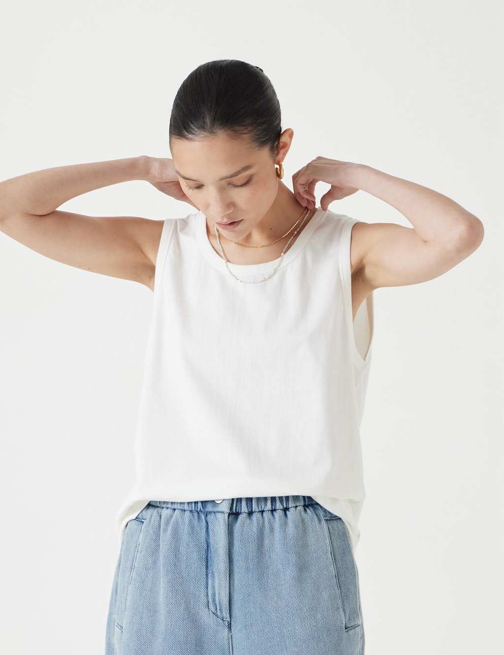 Hush Women's Pure Cotton Vest Top - Large - White - Available at M&S