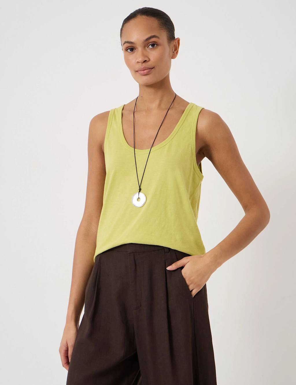 Hush Women's Pure Cotton Scoop Neck Vest - Medium - Lime Green - Available at M&S