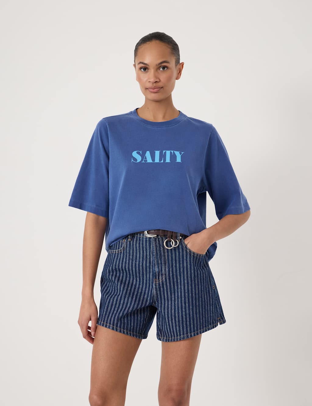Hush Women's Pure Cotton Salty T-Shirt - Medium-Large - Blue Mix - Available at M&S