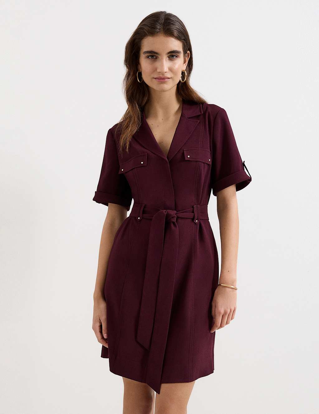 Phase Eight Women's Belted Mini Utility Dress - 16 - Burgundy - Available at M&S