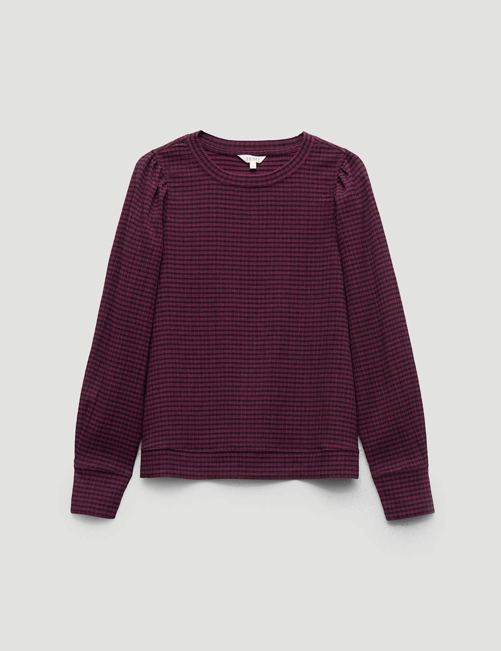 Hush Women's Emily Gingham Puff Sleeve Top - XS-S - Burgundy Mix - Available at M&S