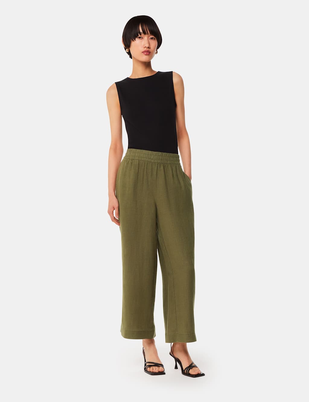 Pure Linen Flap Pocket Ankle Grazer Trousers
