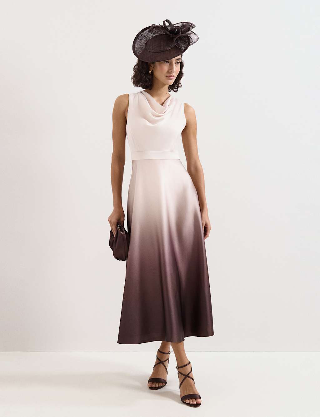 Phase Eight Women's Ombre Cowl Neck Maxi Waisted Dress - 12 - Ivory Mix - Available at M&S