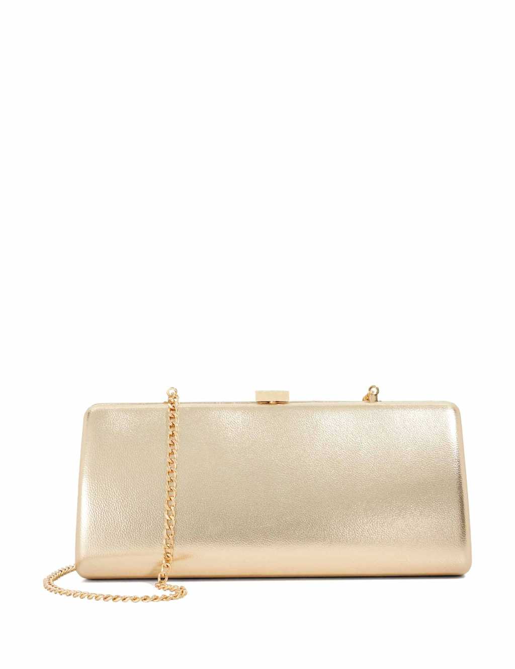 Dune London Leather Tear Drop Clutch Bag Gold