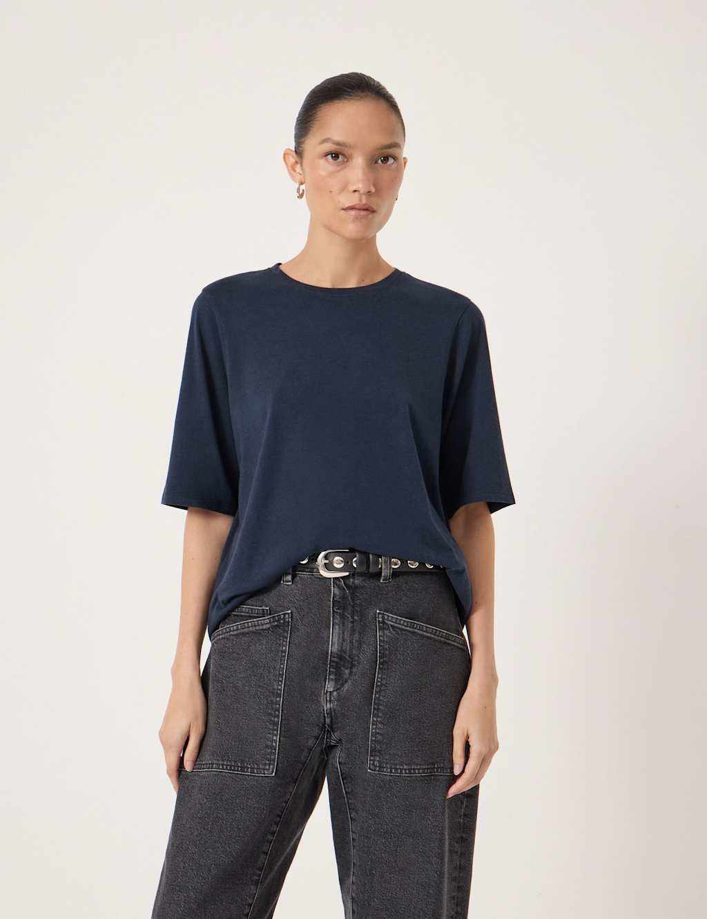 Hush Women's Cotton Rich T-Shirt - Large-Extra Large - Navy - Available at M&S
