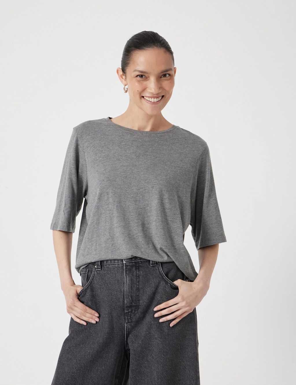Hush Women's Cotton Rich T-Shirt - XS-S - Grey Marl - Available at M&S