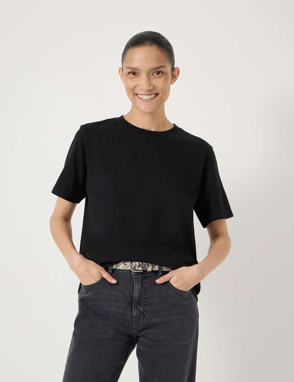 Hush Women's Pure Cotton T-Shirt - XS-S - Black - Available at M&S
