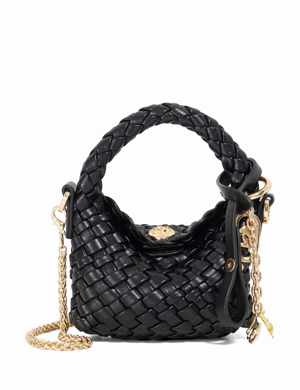 Dune London Woven Mini Shoulder Bag Black