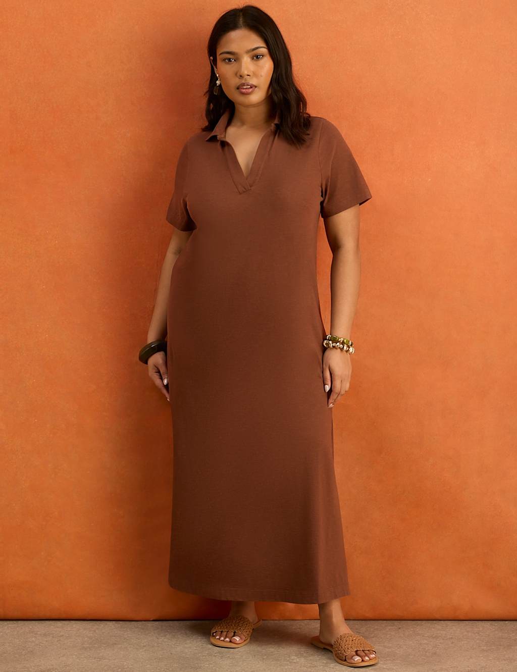 Live Unlimited London Women's Pure Cotton Maxi T-Shirt Dress - 20 - Brown - Available at M&S